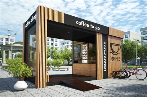Wooden Strip Decoration Coffee Kiosk Design Food Kiosks And Outdoor