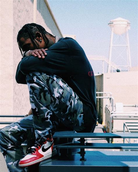 Spotted Travis Scott In Snow Camo Cargo Pants And Nike Air Jordan