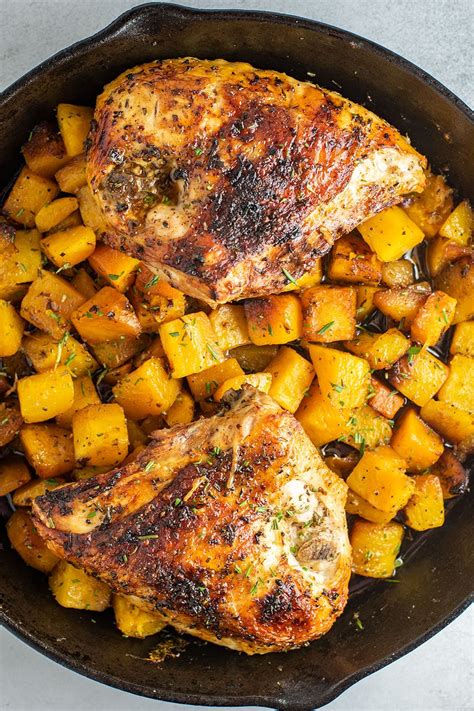 You'll need about 5 minutes of hands on time and 40 minutes in the oven to get this chicken recipe on the table. Roasted Chicken Breast with Butternut Squash | Kitchen Swagger
