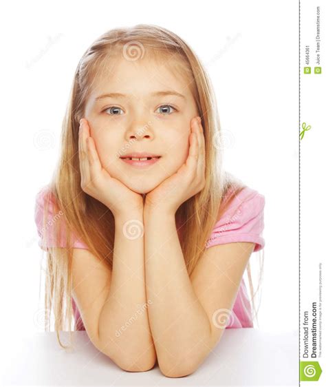 Smiling Little Girl On White Background In Studio Royalty