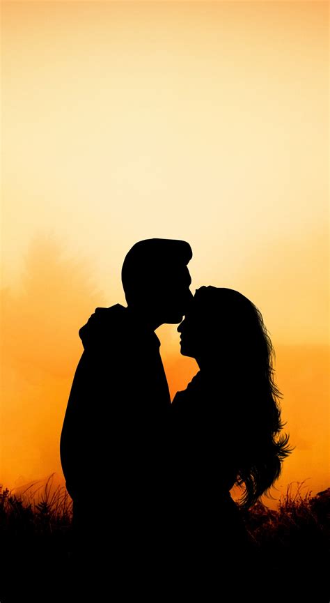 Download Wallpaper 1440x2630 Couple Hug Kiss Love Outdoor Sunset