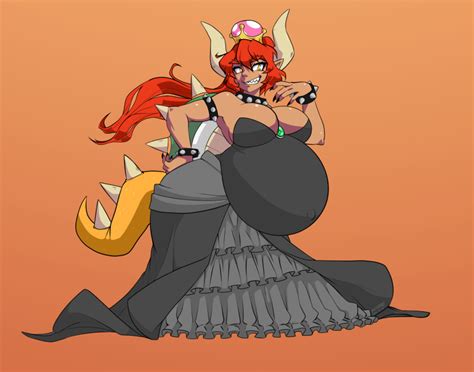 Rule 34 Belly Button Big Ass Big Belly Big Breasts Black Dress Bowsette