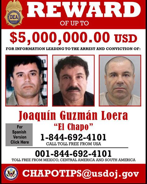 Have You Seen El Chapo Dea Issues Wanted Poster National Tip Line For