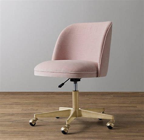 No matter what the size of your desk is, pink office chairs with an adjustable height feature ensure you'll sit and work in comfort. Alessa Antiqued Brass Velvet Desk Chair