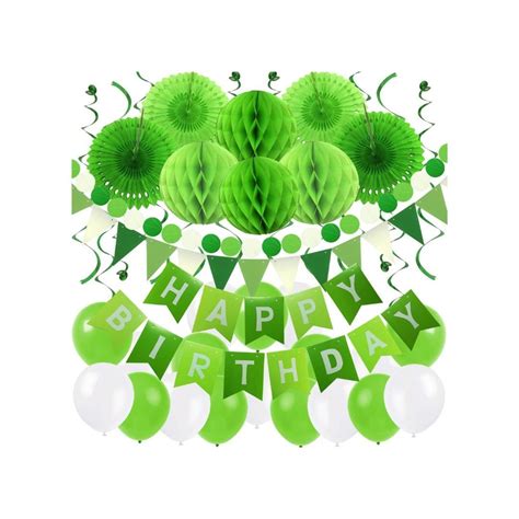 Green Birthday Decorations Kit Green And White Happy Birthday Party