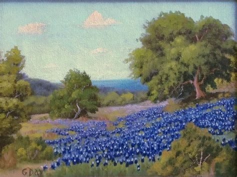 Robert Wood Bluebonnets Texas Hill Country Rare G Day Signature