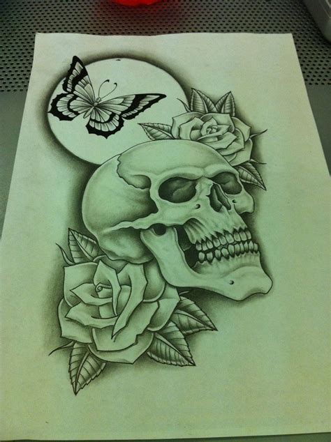 Skull Butterfly Roses Redo Butterfly Tattoo On Shoulder Rose And