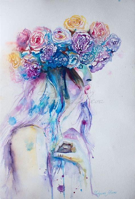 I adore the dripping and soft edges Watercolor Print Lakmé Portrait