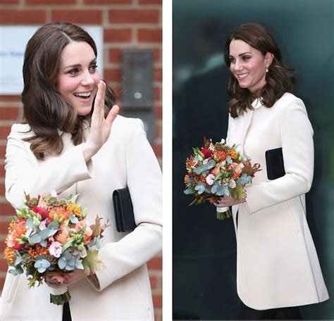 catherine duchess of cambridge was presented with a beautiful bouquet of flowers as she left
