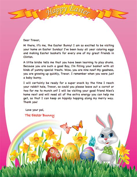 personalized letters from the easter bunny easter bunny template bunny templates easter
