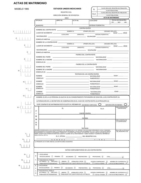 Este documento tendrá en la parte. Acta de matrimonio