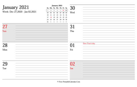 2021 Weekly Calendar Template In Excel Pdf And Word