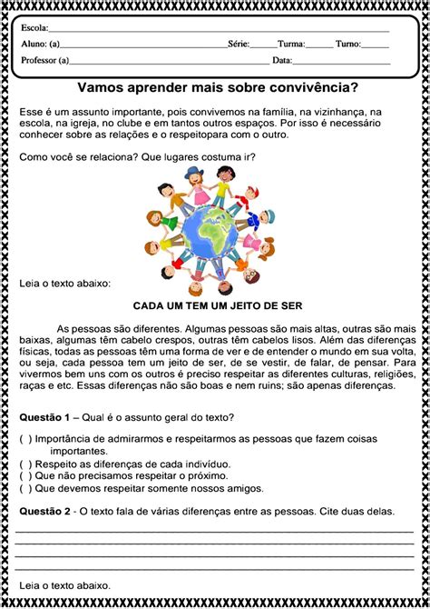 Texto Sobre Respeitar As Diferenças Com Interpretação 8o Ano