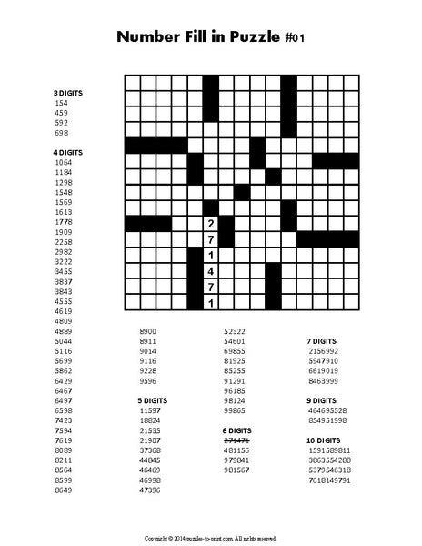 Number Fill In Puzzles Volume 1 Printable Pdf Puzzles