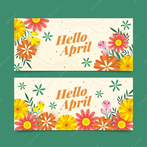 Free Vector Flat Hello April Banner And Background