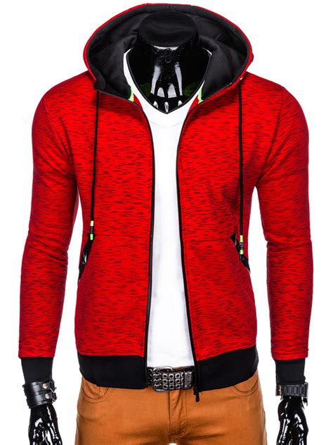 Mens Zip Up Hoodie B955 Red Modone Wholesale Clothing For Men