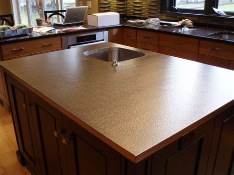 Hammered Stainless Steel Countertop With Undermount Sink Cutout