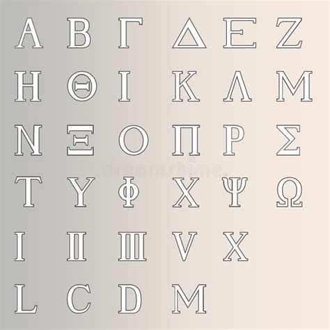 Doodle Greek Alphabet Letters Hellenic Hand Drawn Vector Font Stock