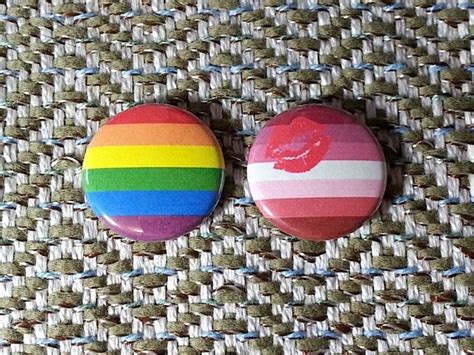 lipstick lesbian pride button set of 2 by jaxxisbuttons on etsy
