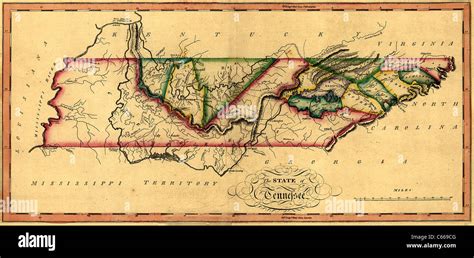 1817 Mapa De Tennessee Vintage Antiquarian Mapa Por Lewis Fotografía