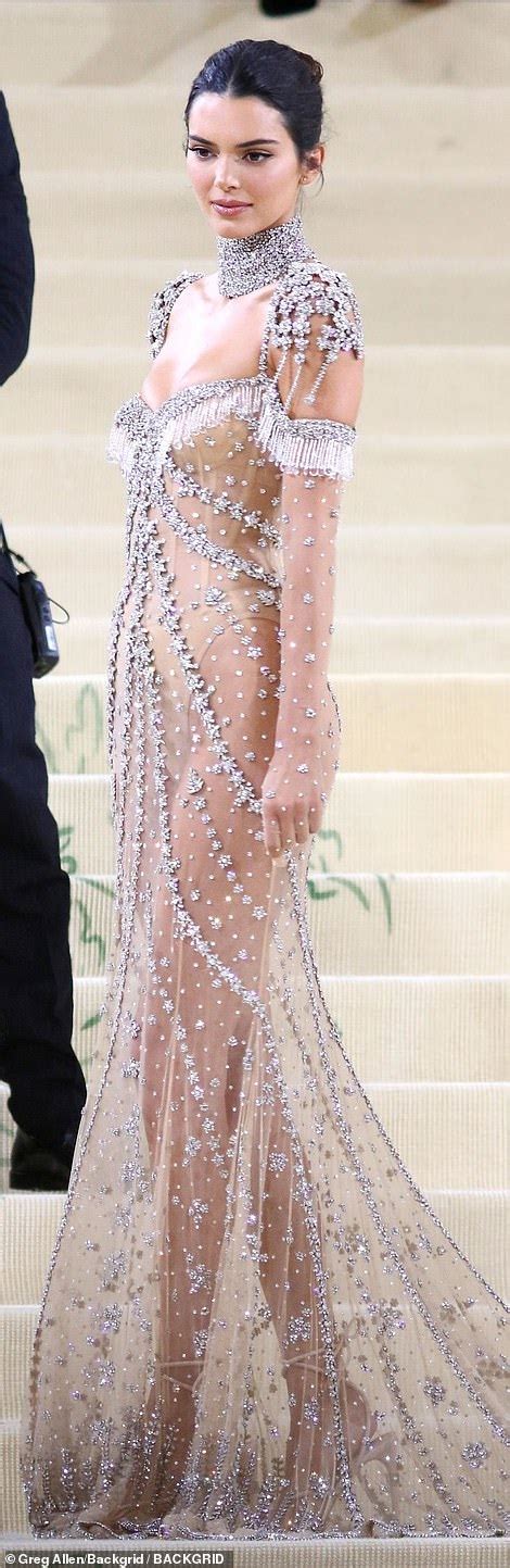 Kendall Jenner Exudes Sheer Elegance Donning A See Through Dress Lavished In Gems To The Met