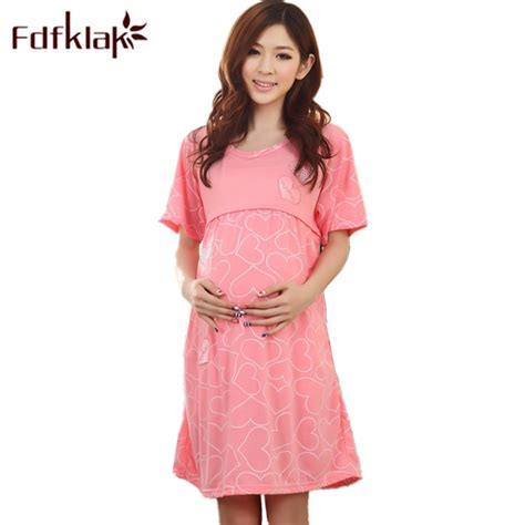 Fdfklak Hot Selling Nightgown For Pregnant Women Summer Short Sleeve Maternity Nightwear