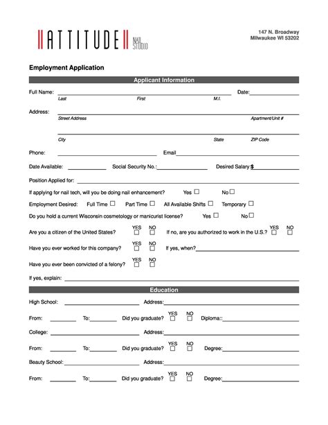 50 Free Employment Job Application Form Templates Printable