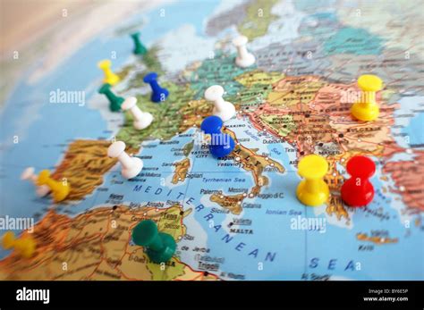 Pins On Map For Travel Stock Photo Alamy