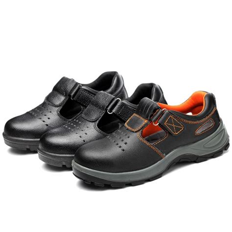 Breathable Light Leather Non Slip Puncture Proof Slip On Steel Toe Work