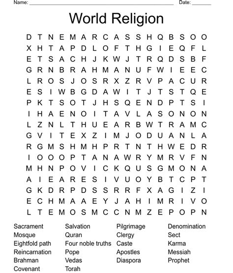 World Religion Word Search Wordmint