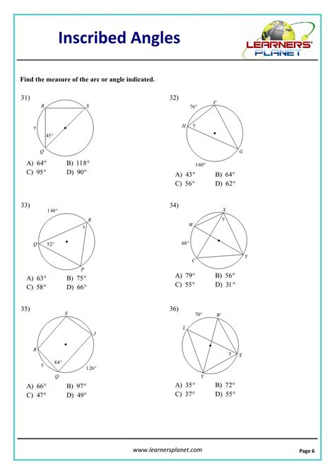 9 imposing inscribed angles worksheet coloring pages
