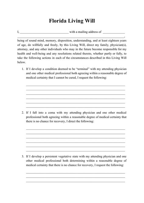 Florida Living Will Form Fill Out Sign Online And Download Pdf