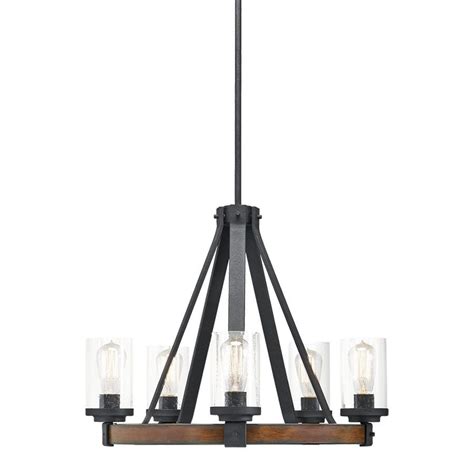 Distressed and rustic details add a charming element to your home. Shop Kichler Lighting Barrington 5-Light Distressed Black and Wood Hardwired Standard Chandelier ...