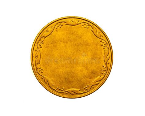 Old Empty Gold Coin On White Isolated Background Stock Photo Image Of