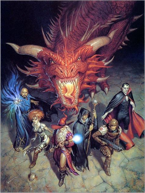Party Of 7 W Adult Red Dragon Underdark By Todd Lockwood Dungeons And