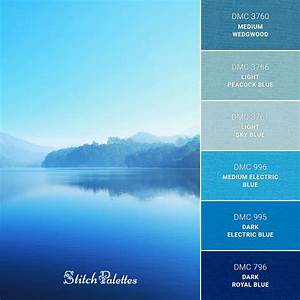Blue Lake Embroidery Color Palette With Thread Codes
