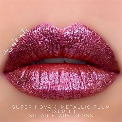 Super Nova Metallic Plum LipSense Mixed 1 1 With Solar Flare Gloss