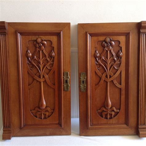 Set Wooden Art Nouveau Cabinet Panels With Carving Catawiki