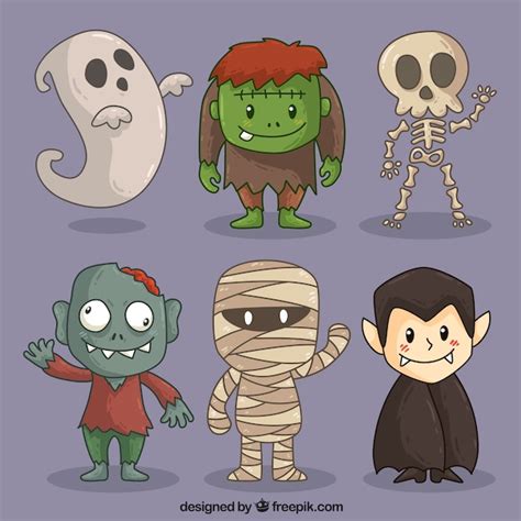 Cute Halloween Characters Vector Free Download