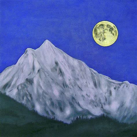 Rocky Mountain Moon Painting By Laura Savi