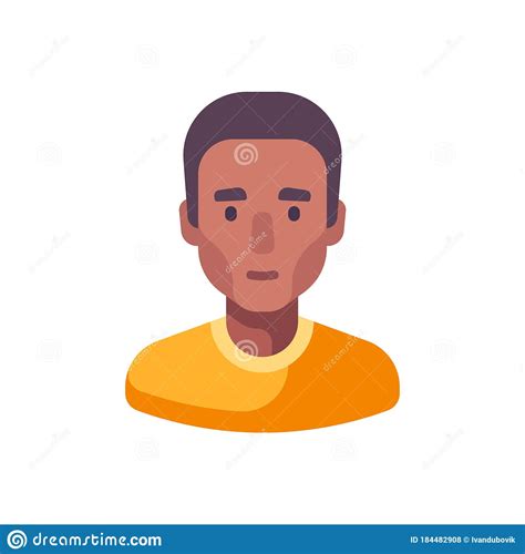 Male Face Flat Icon African American Man Avatar Illustration Stock