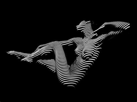 0043 Dja Bw Zebra Woman Striped Girl Topographic Abstract Sensual Body