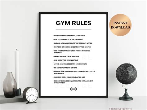 Gym Rules Sign Fitness Center Rules Printable Gym Policies Etsy