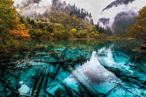 Five Color Turquoise Lake Jiuzhaigou National Park China Lake