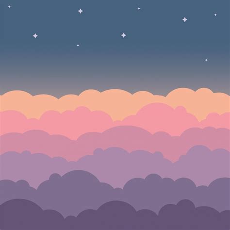 Premium Vector Cloud Sky Beautiful Cartoon Background Night Sky With