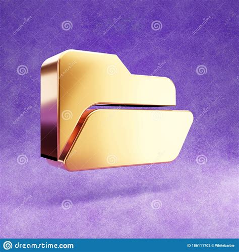 Opened Folder Icon Gold Glossy Opened Folder Symbol Isolated On Violet