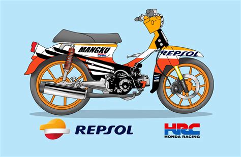 CUB -70 Repsol Honda C70, Wave Art, Honda Motorcycles, Go Kart, Custom