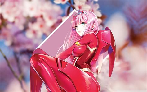 2560x1080 Resolution Pink Haired Female Anime Character Zero Two