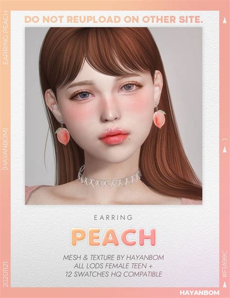 Hyb Earring Peach Hayanbom On Patreon Sims 4 Sims 4 Cc Sims 4
