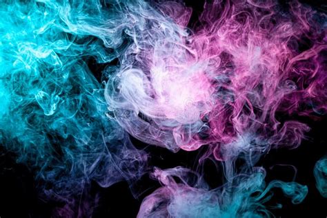 Frozen Abstract Movement Of Explosion Smoke Multiple Blue And Pink
